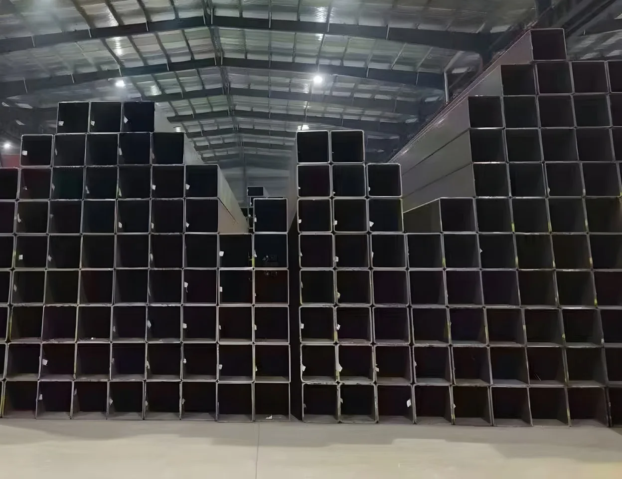 Large square and rectangular tube stock in the workshop