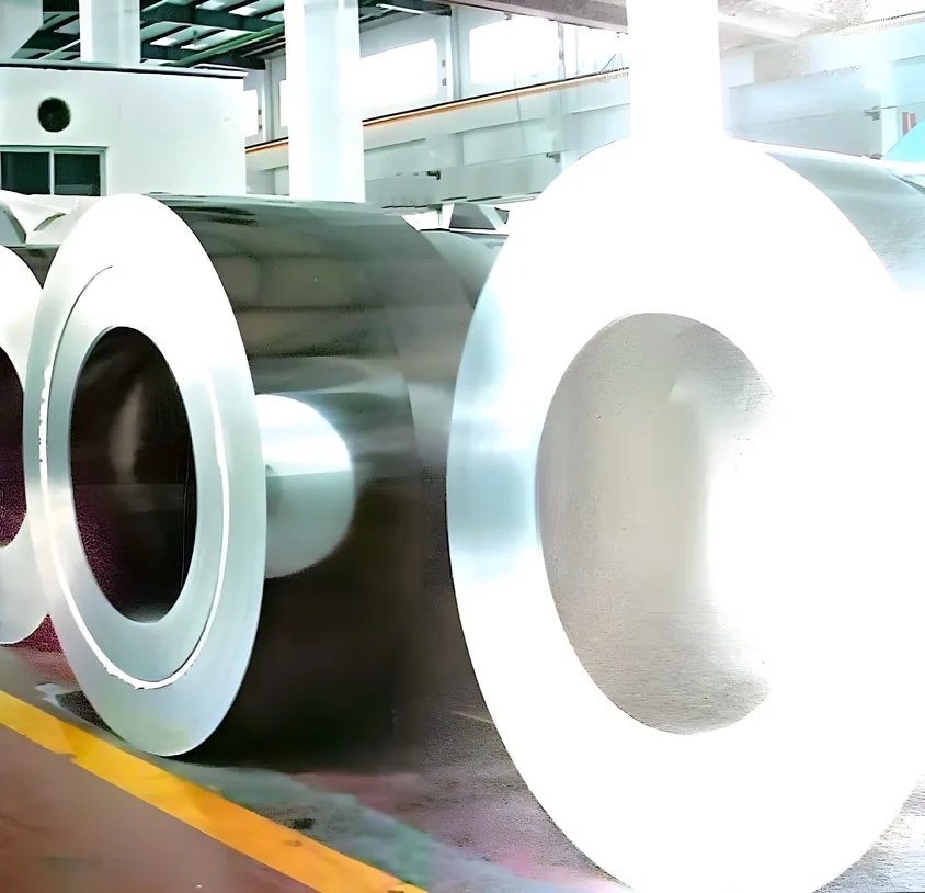 Automotive steel coils in the stockyard